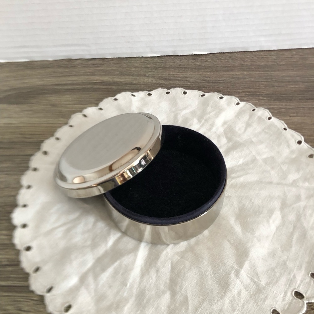 Silver Lidded Jewelry Box with Velvet Lining